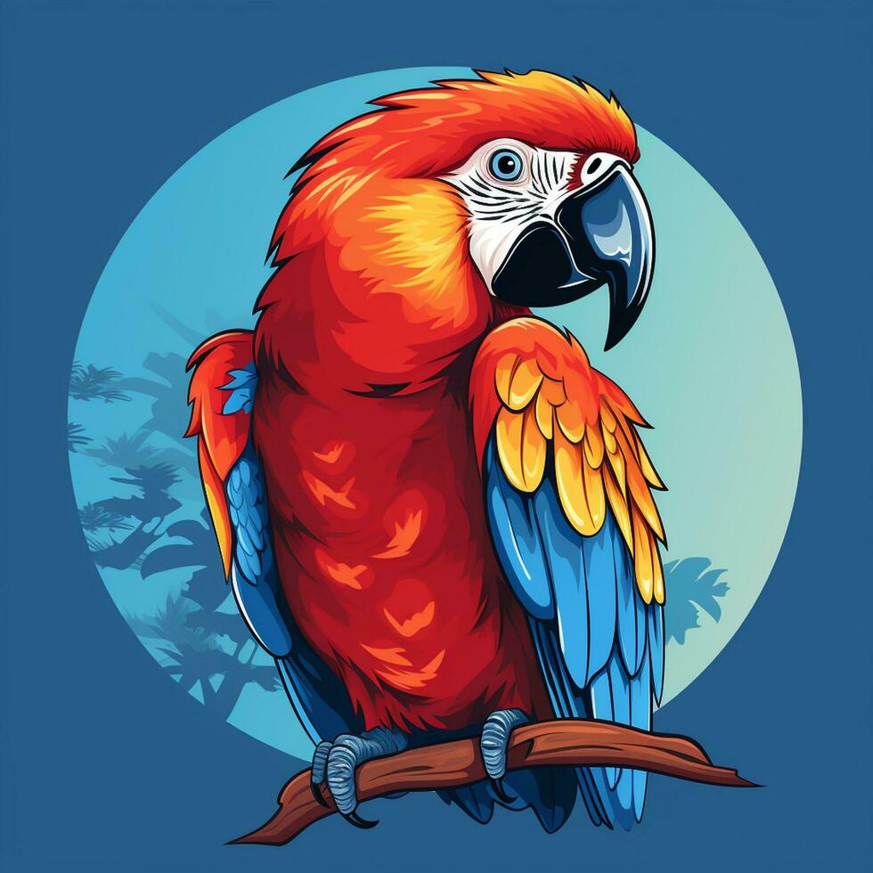 Parrot with flowers. Vector illustration for tattoo or t shirt design Ai Generated photo