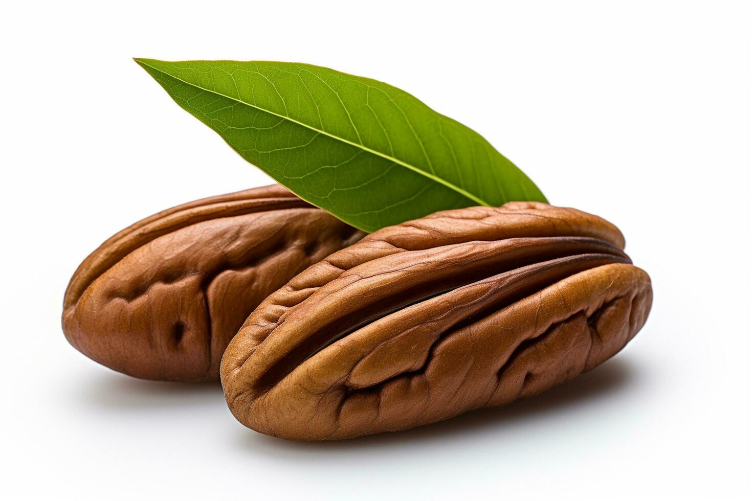 Pecan nuts isolated on white background. Clipping path included Ai Generated photo