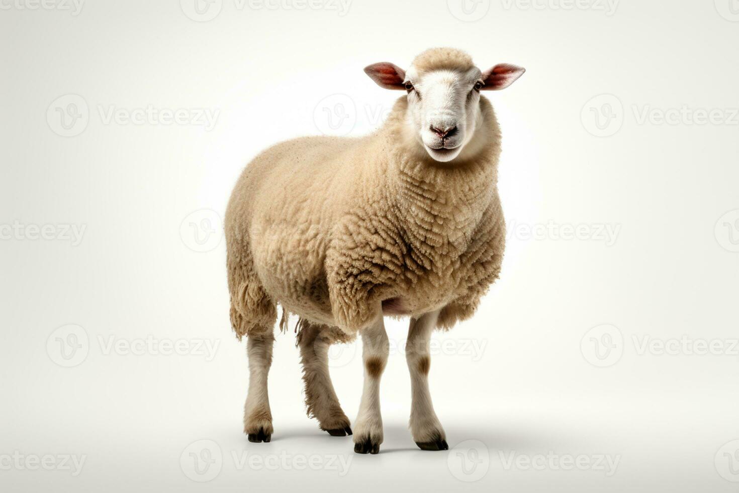 Sheep isolated on white background, close-up, studio shot Ai Generated photo