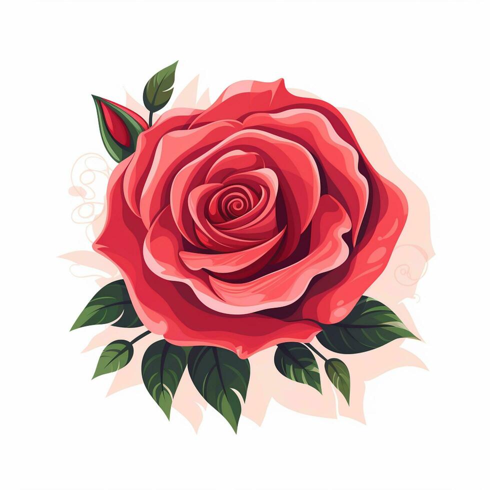 Beautiful red rose on a light pink background. Vector illustration. Ai Generated photo