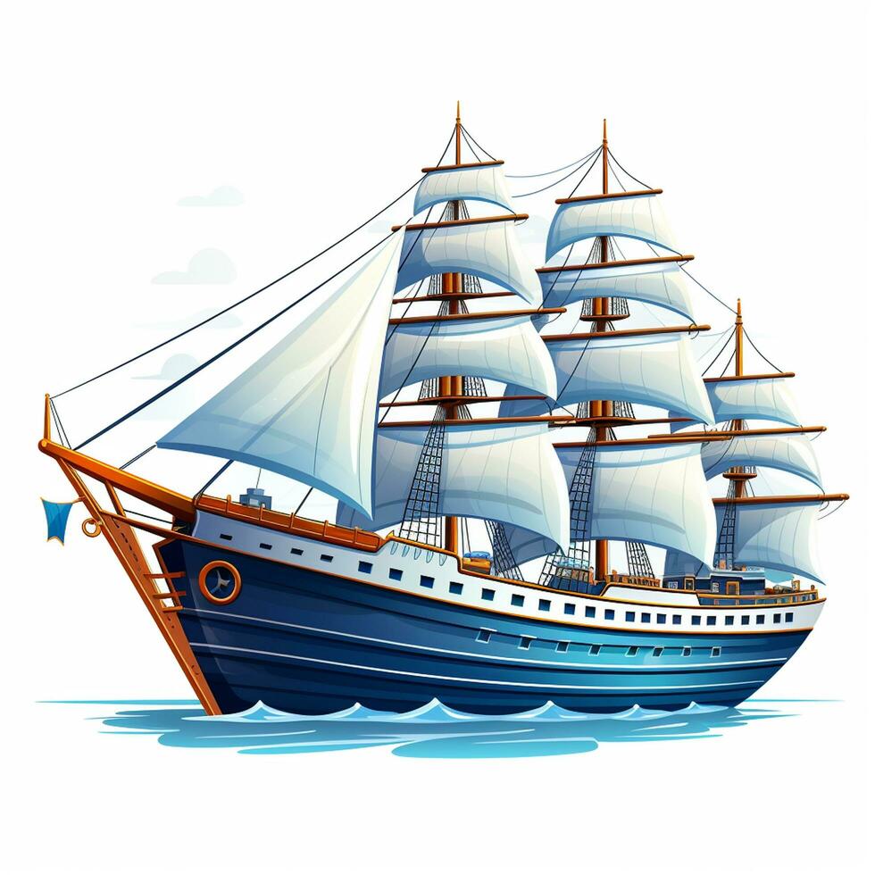 Sailing ship isolated on white background. Vector illustration. Eps10 Ai Generated photo