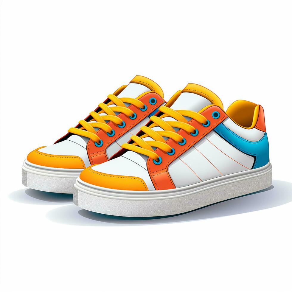 zapatillas aislado en blanco antecedentes. vector ilustración en dibujos animados estilo. ai generado foto