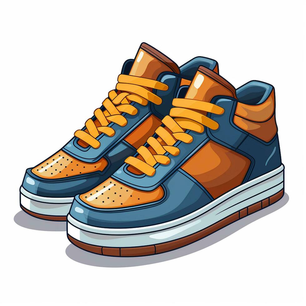 zapatillas aislado en blanco antecedentes. vector ilustración en dibujos animados estilo. ai generado foto