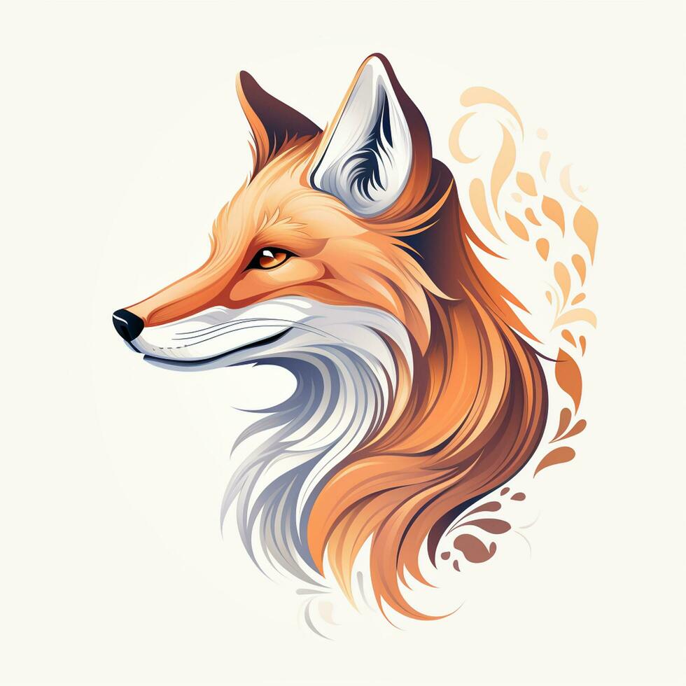 Vector illustration of a cute fox on a background of flowers and hearts. Ai Generated photo