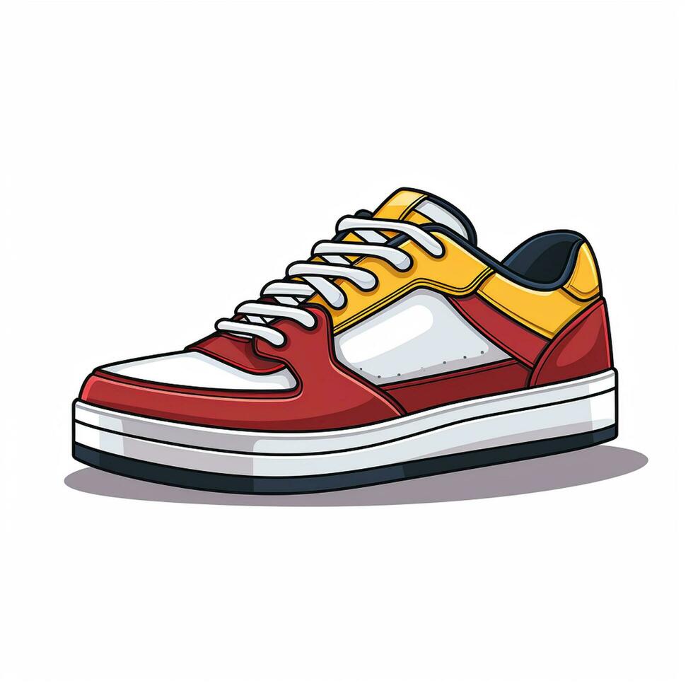 zapatillas aislado en blanco antecedentes. vector ilustración en dibujos animados estilo. ai generado foto