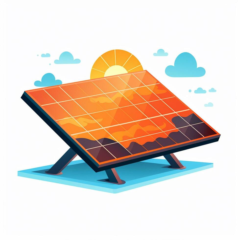 Solar panels on white background vector illustration. Alternative energy concept. Ai Generated photo