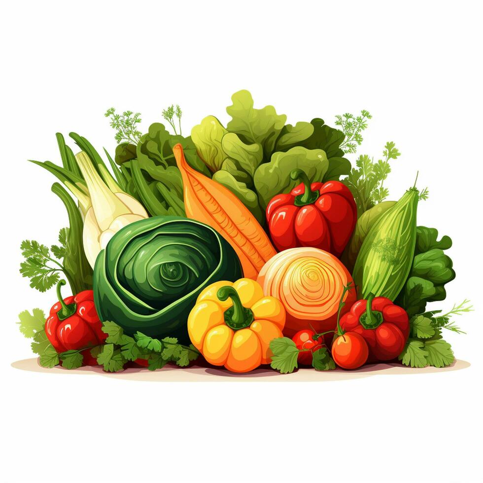 Vegetables on a white background. Vector illustration for your design Ai Generated photo