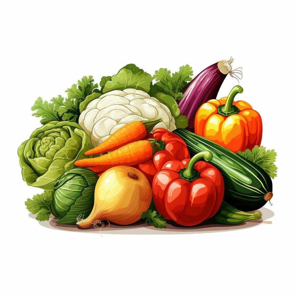 vegetales en un blanco antecedentes. vector ilustración para tu diseño ai generado foto