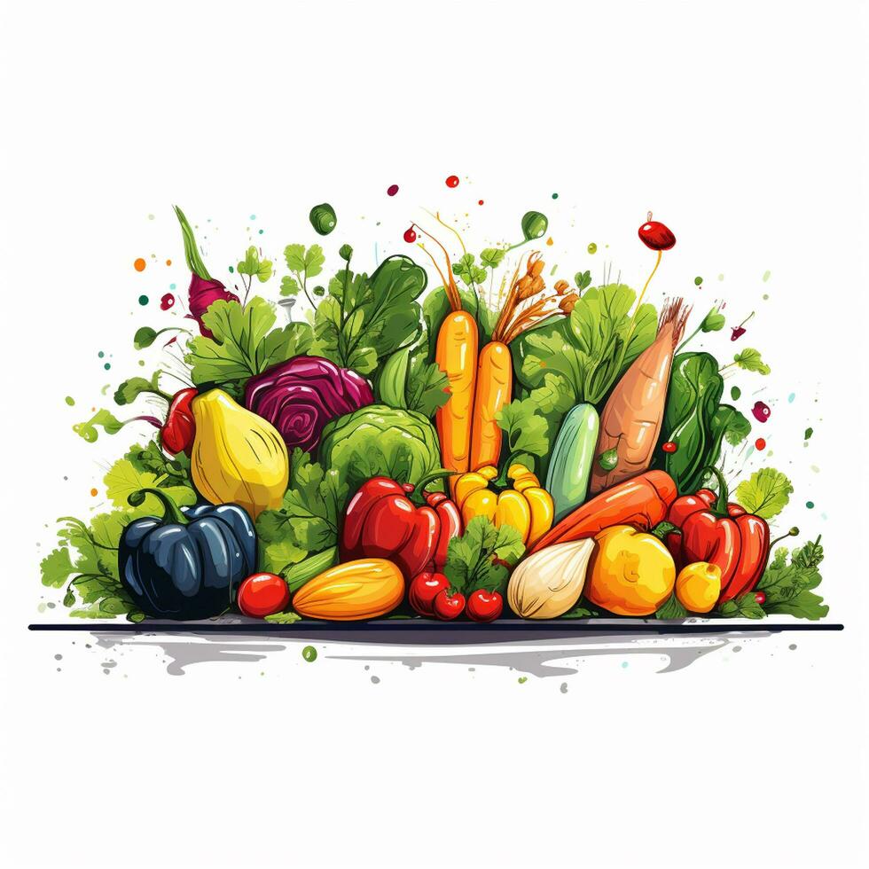 vegetales en un blanco antecedentes. vector ilustración para tu diseño ai generado foto