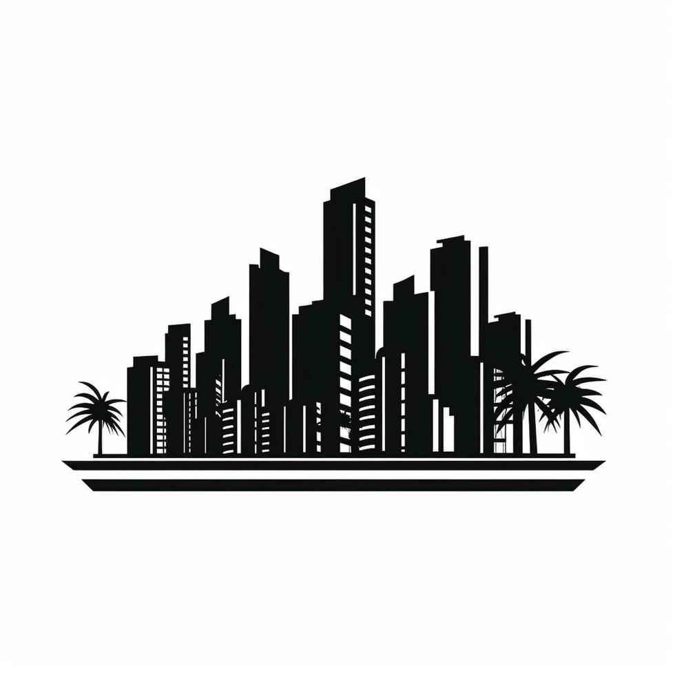 Modern real estate logo template. Building, apartment and tree vector illustration. Ai Generated photo
