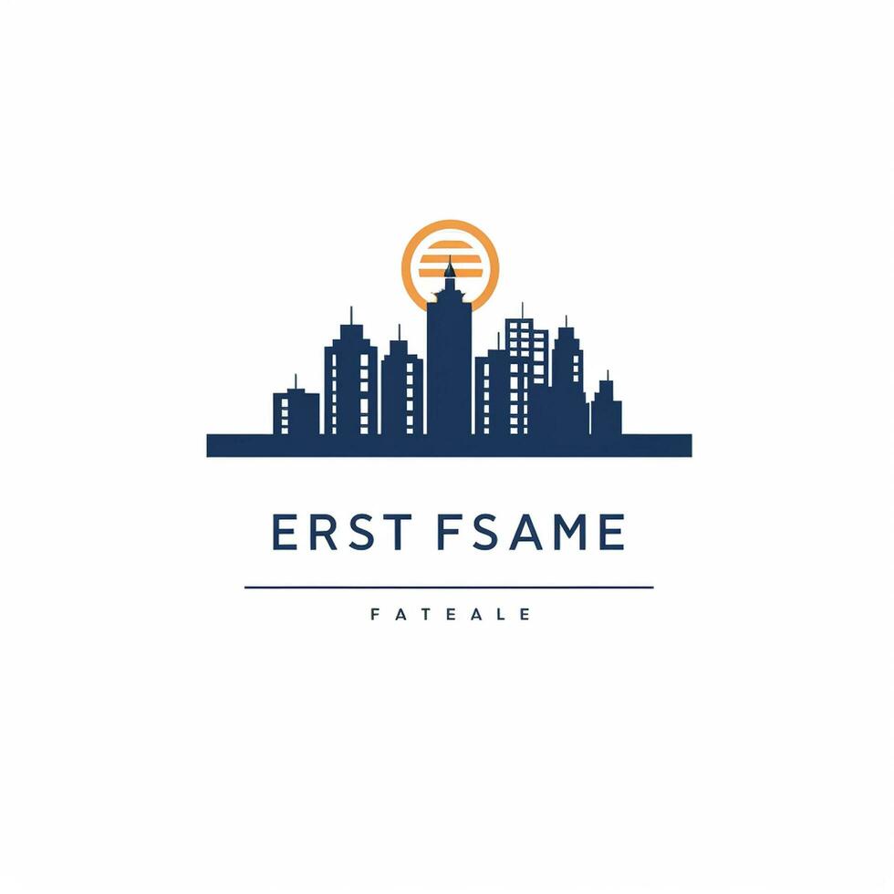 Modern real estate logo template. Building, apartment and tree vector illustration. Ai Generated photo