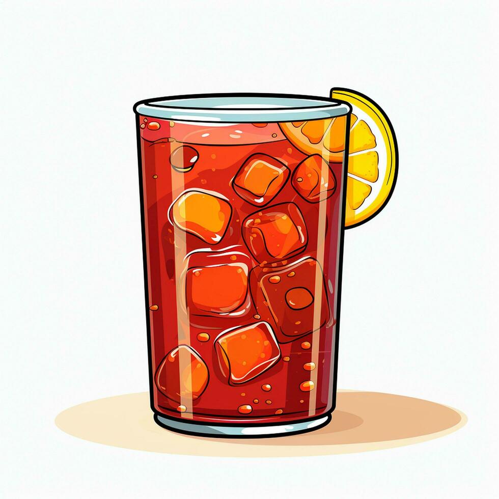 Iced coffee with orange slices on white background. Vector illustration. Ai Generated photo