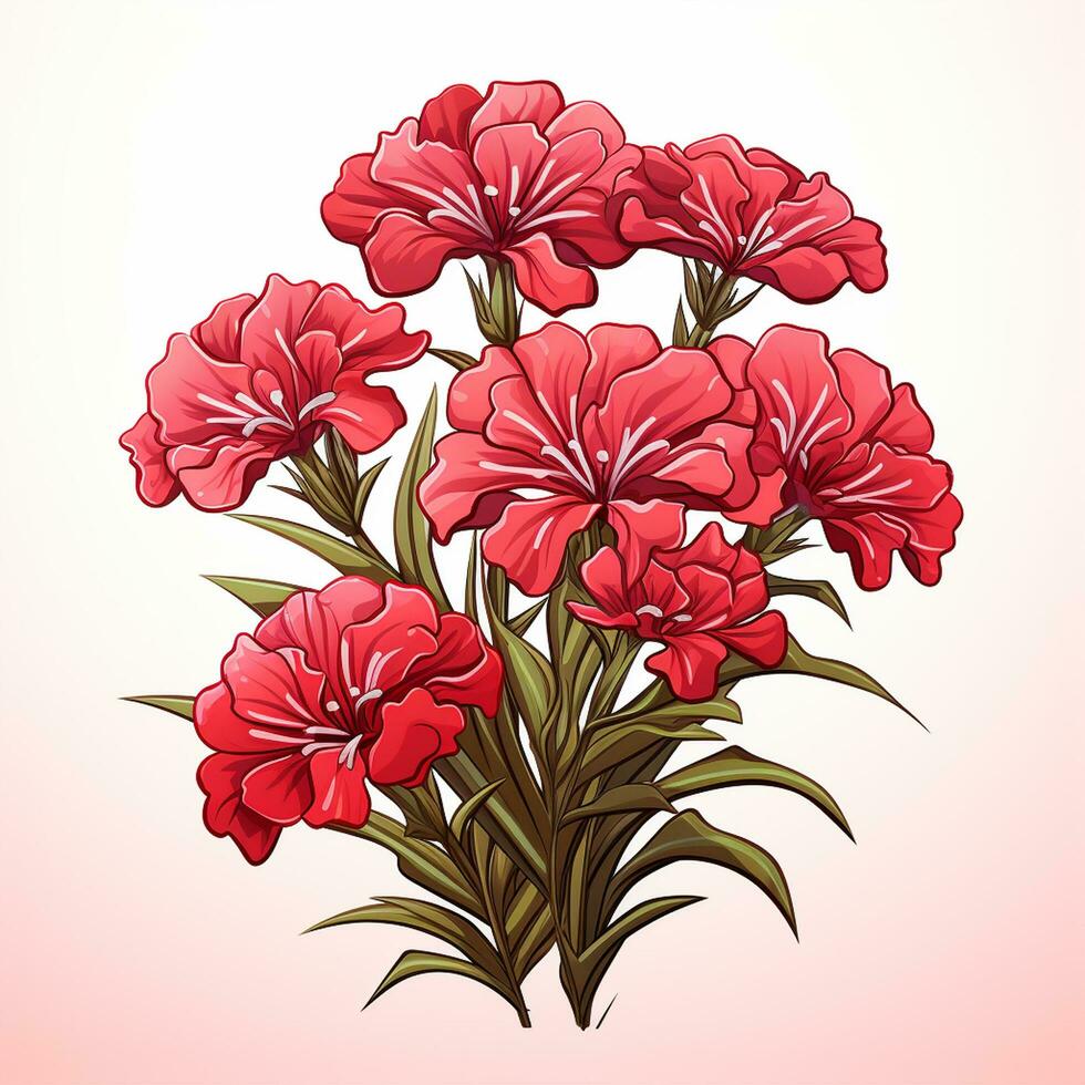 Bouquet of pink flowers isolated on white background. Vector illustration. Ai Generated photo
