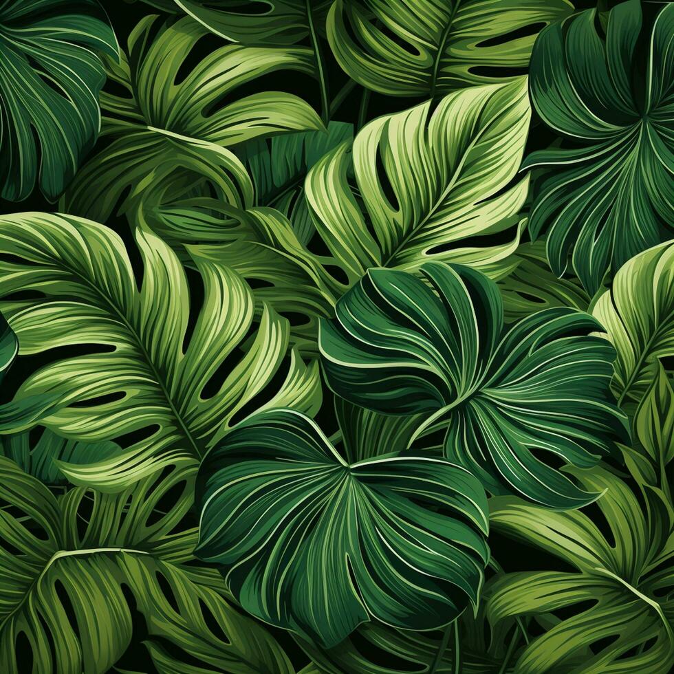 Seamless pattern with monstera leaves. Vector background for your design Ai Generated photo