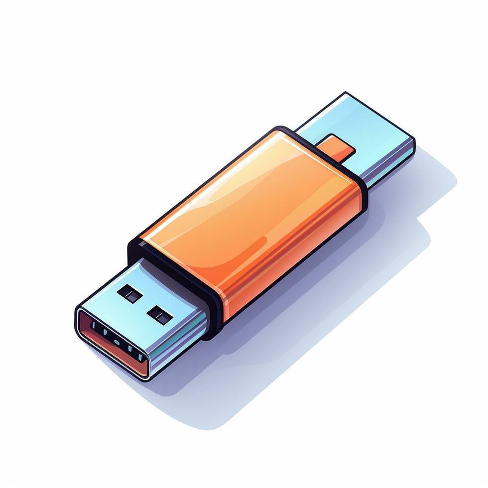 USB flash drive isolated on white background. 3d vector illustration. Ai Generated photo