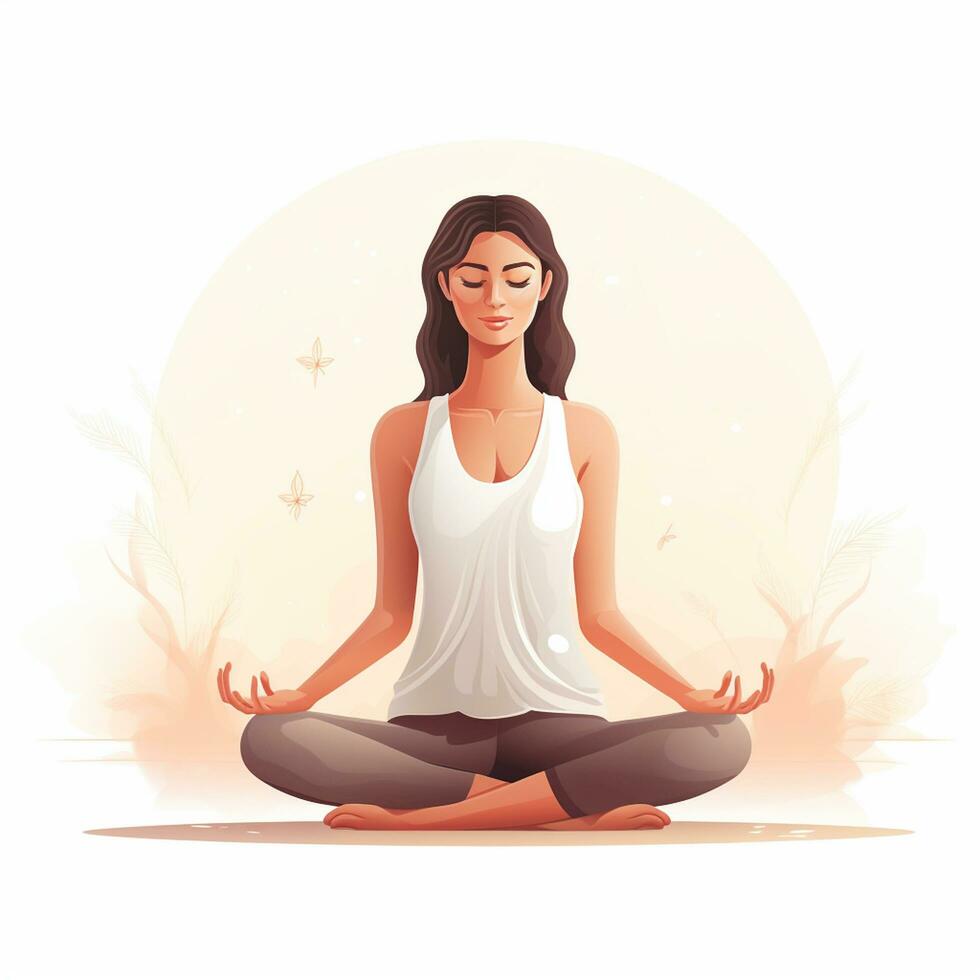 Yoga woman in lotus pose on nature background. Vector illustration. Ai Generated photo