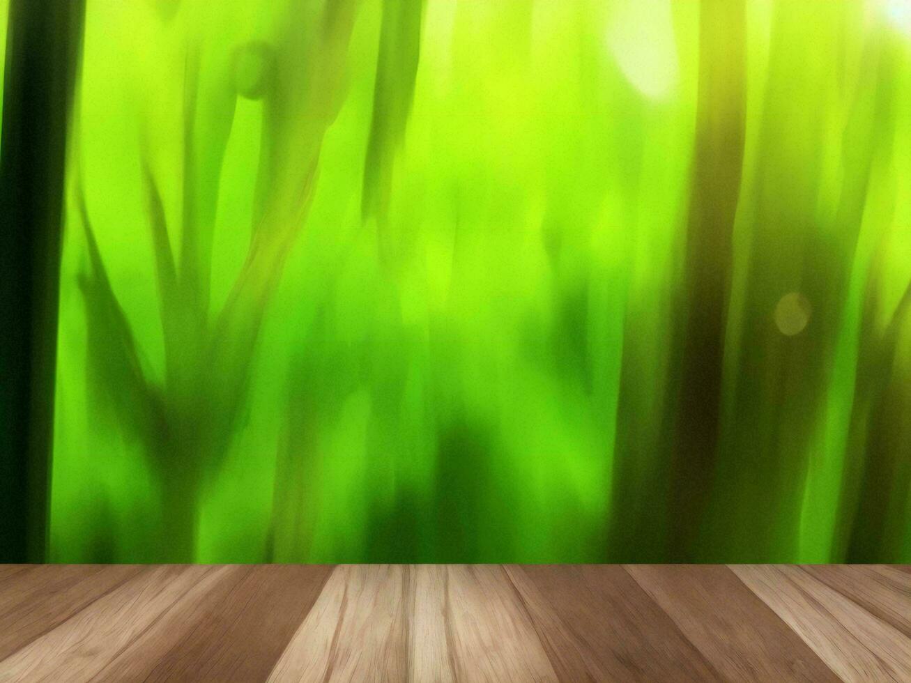 Wooden table on bamboo plant background ai generated photo