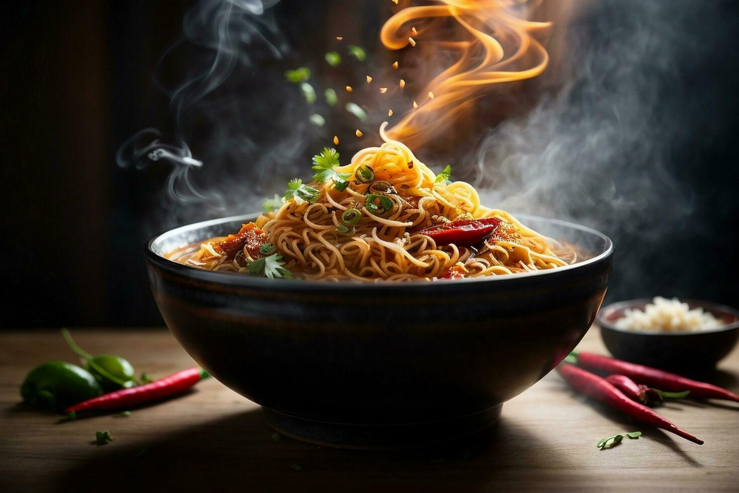 Tempting hot spicy noodles Generative AI photo