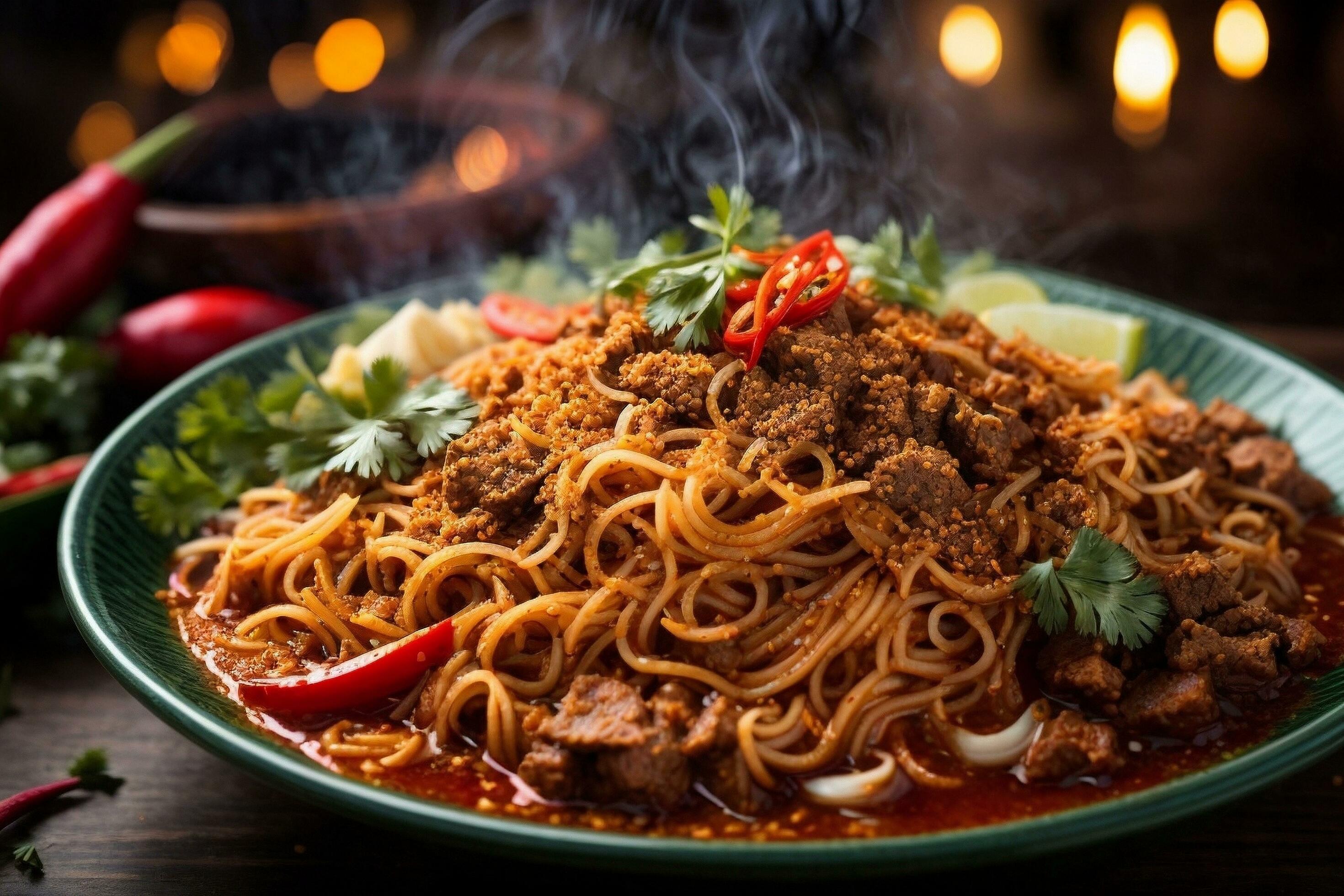 Tempting hot spicy noodles Generative AI 30494450 Stock Photo at Vecteezy
