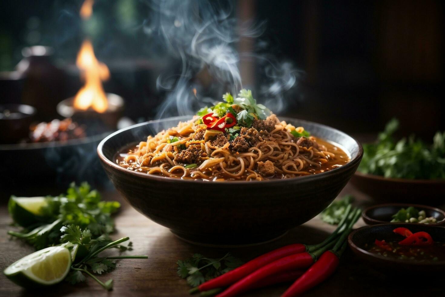 Tempting generative AI spicy noodles photo