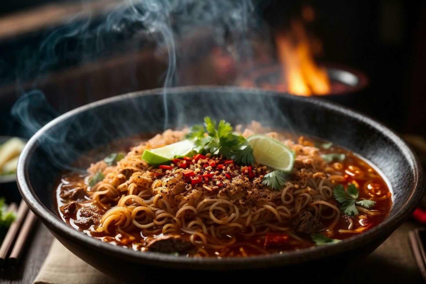 Tempting generative AI spicy noodles photo