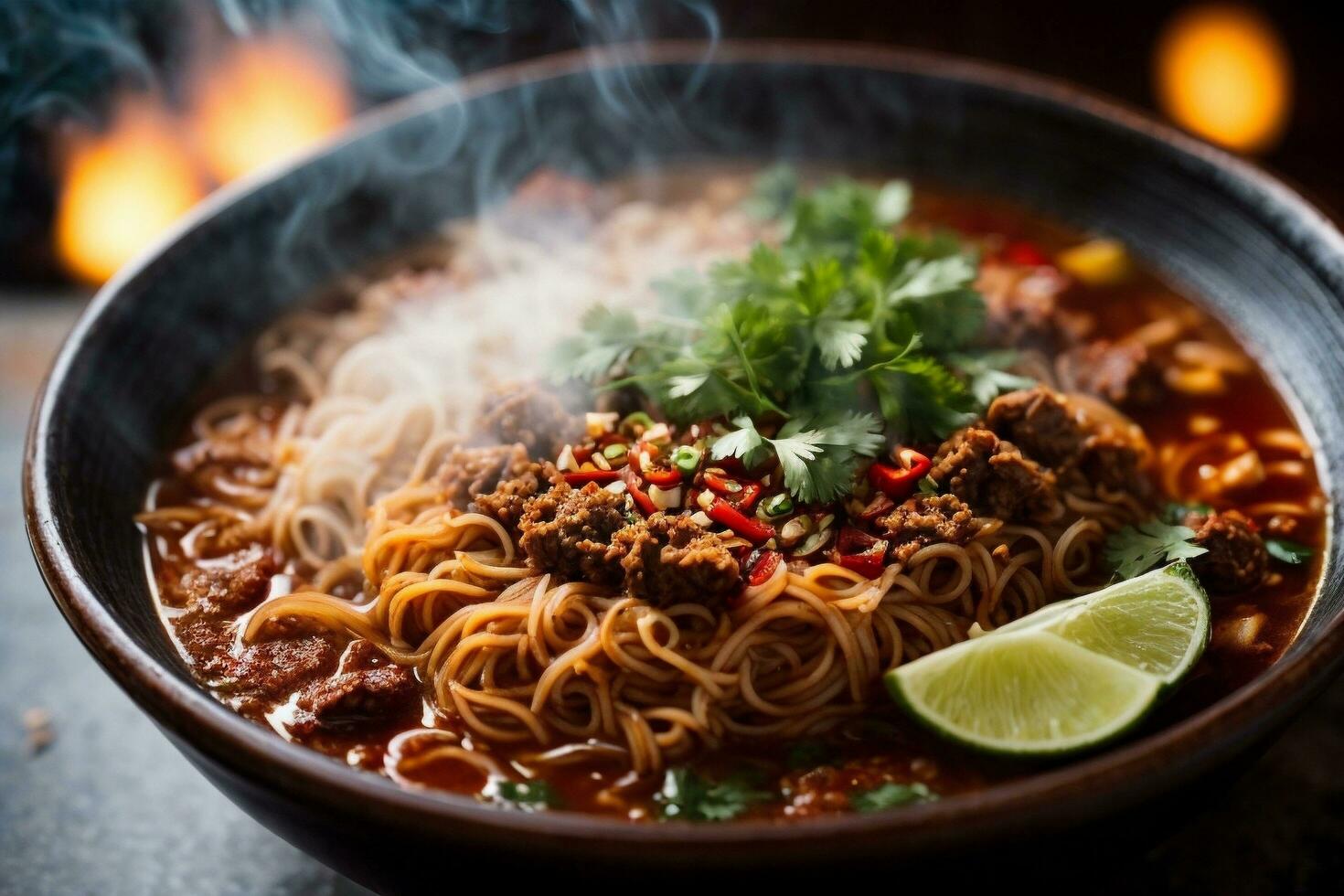 Tempting generative AI spicy noodles photo