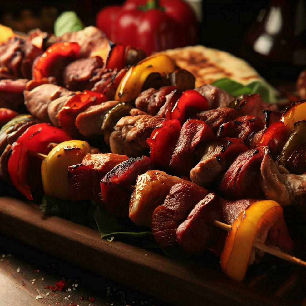 Tempting Shish Kebab by Generative AI photo