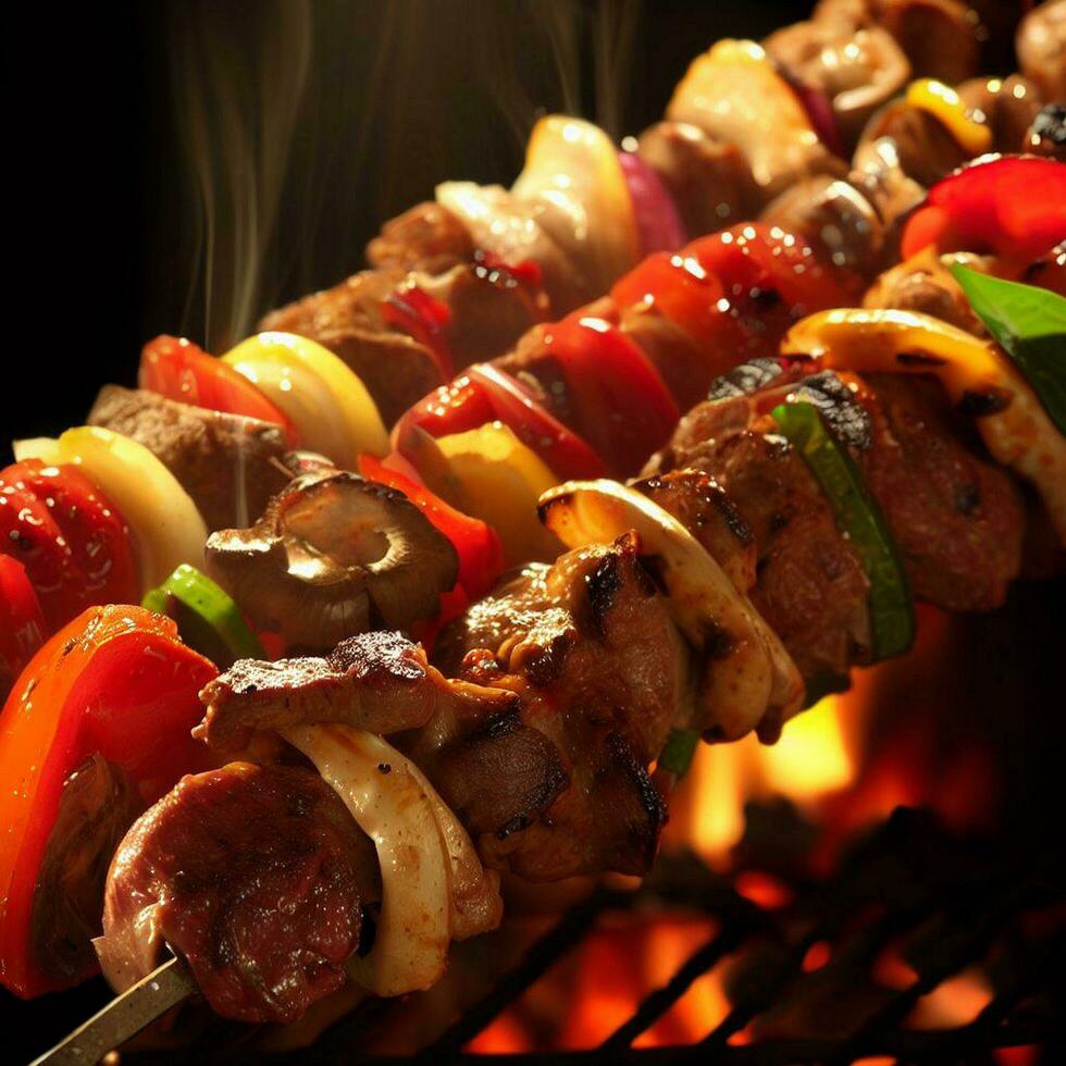 Tempting Shish Kebab by Generative AI photo