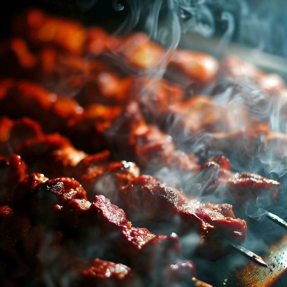 gastrónomo shish brocheta hecho a mano con generativo ai foto