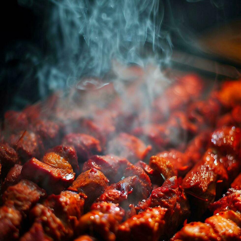 gastrónomo shish brocheta hecho a mano con generativo ai foto