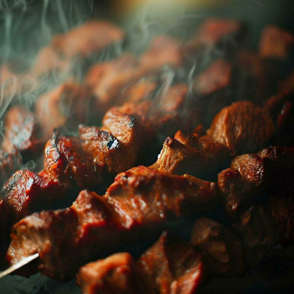 Savory Shish Kebab with a hint of spice Generative AI photo