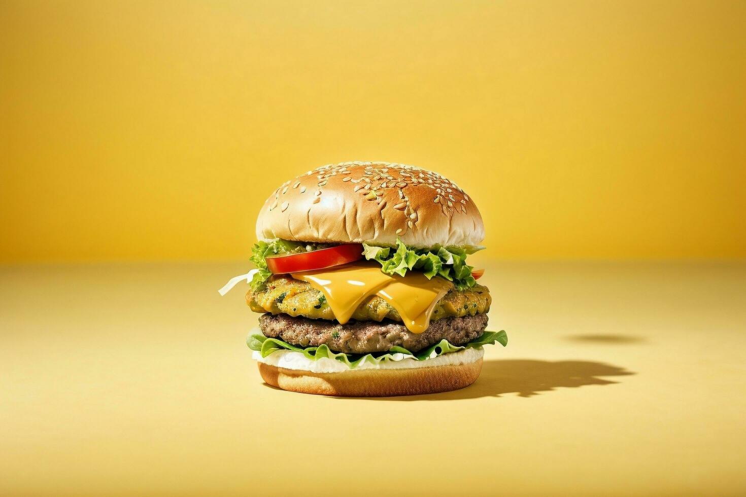 Tempting cheese burger Generative AI photo
