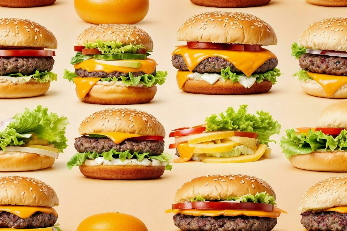 Tempting Classic Cheese Burger Generative AI photo
