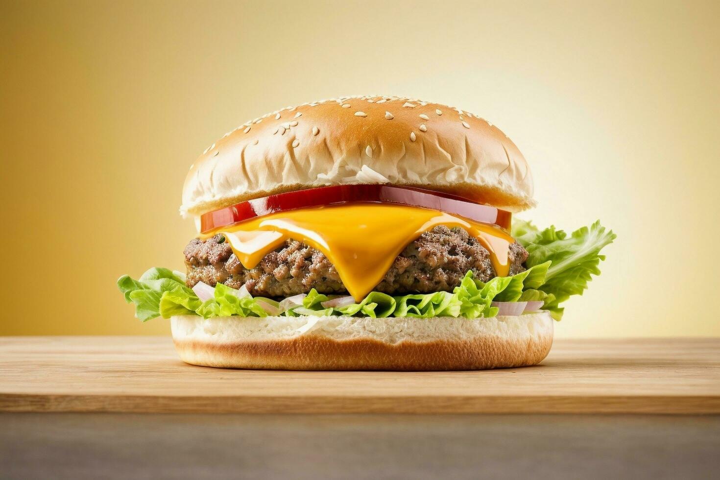Delicious Cheese Burger with Generative AI photo