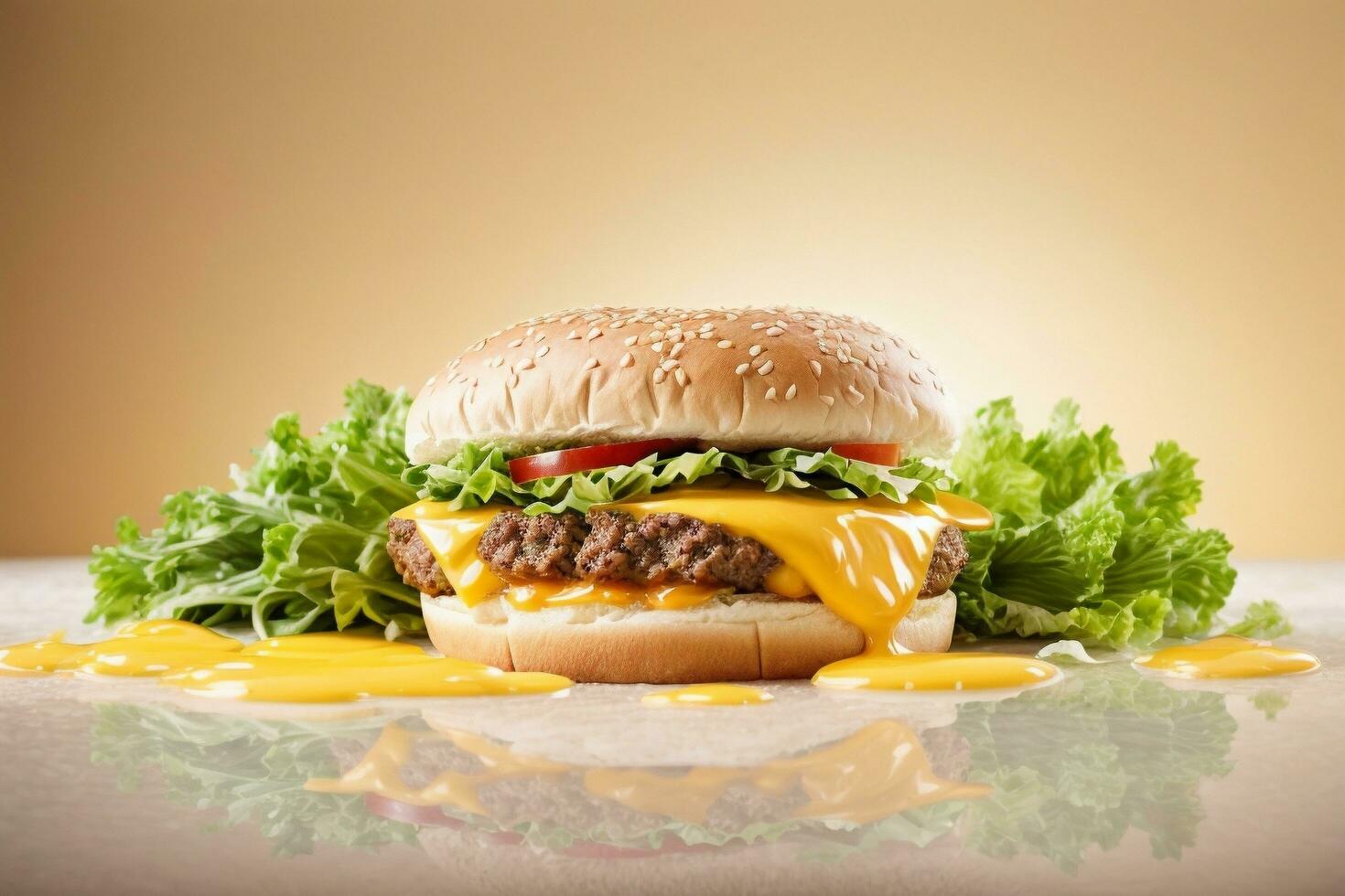 Delicious Cheese Burger with Generative AI photo