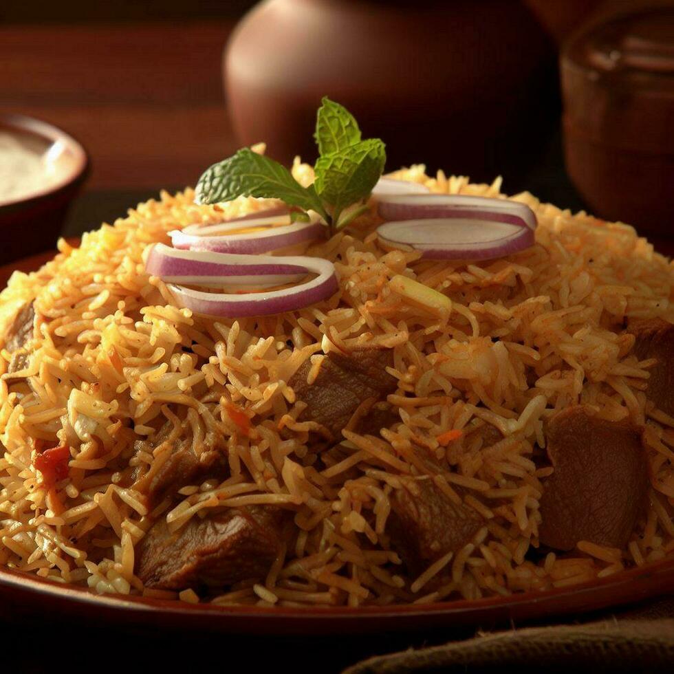 Delightful Basmati Biryani Perfection by AI Creation photo