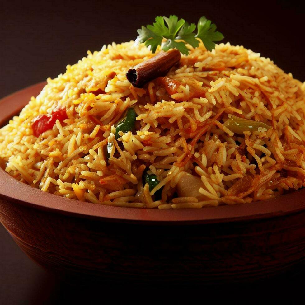 Delightful Basmati Biryani Perfection by AI Creation photo