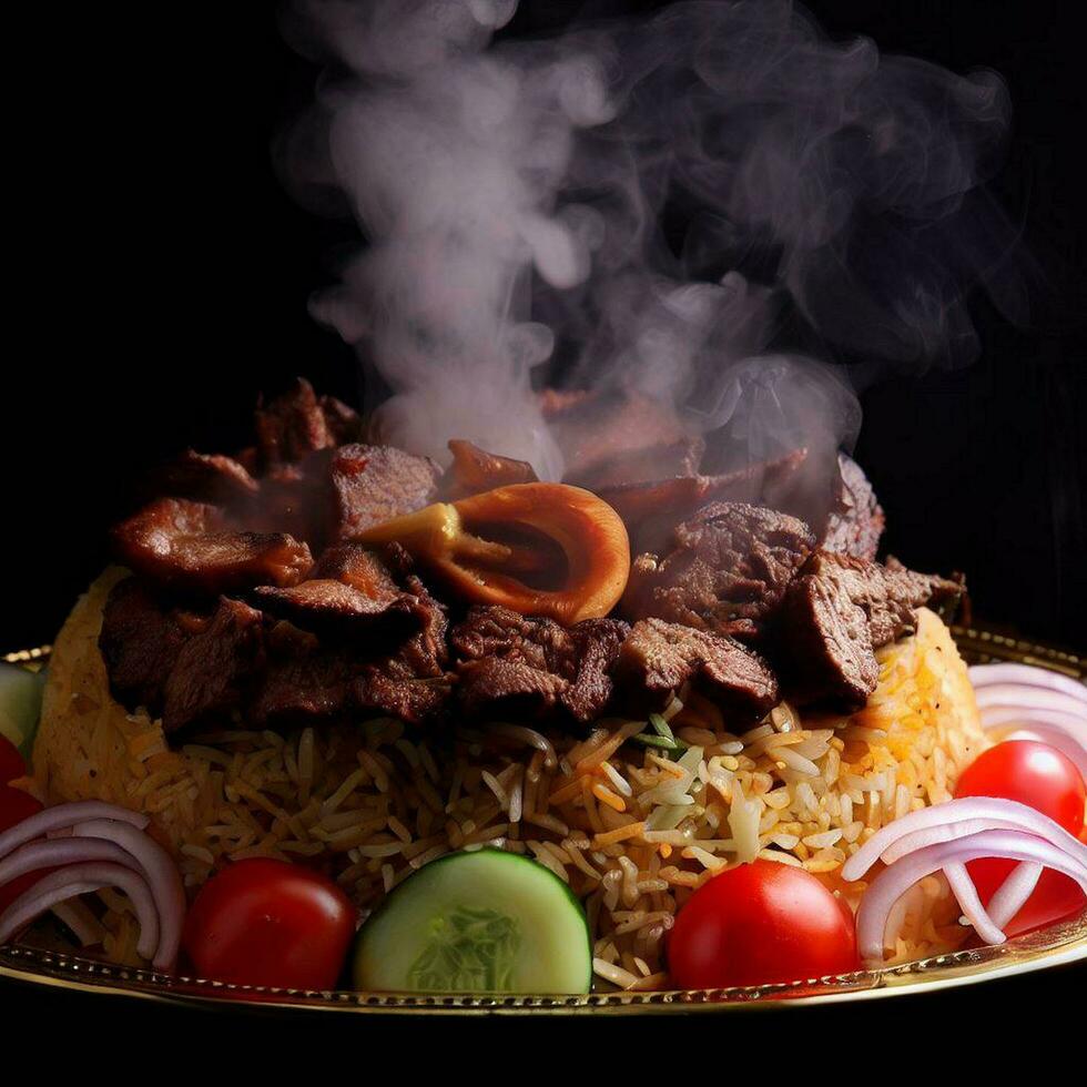 Aromatic Basmati Biryani Crafted with Generative AI photo