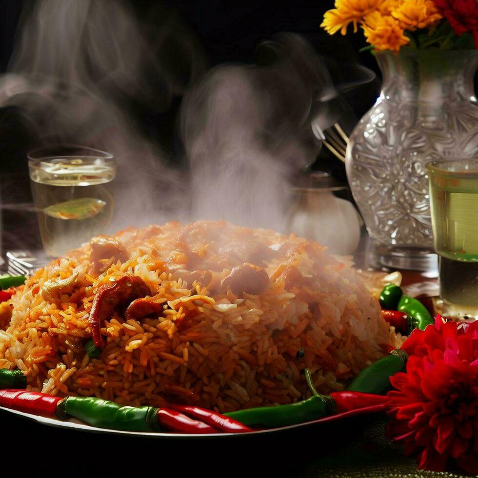 Aromatic Basmati Biryani Crafted with Generative AI photo