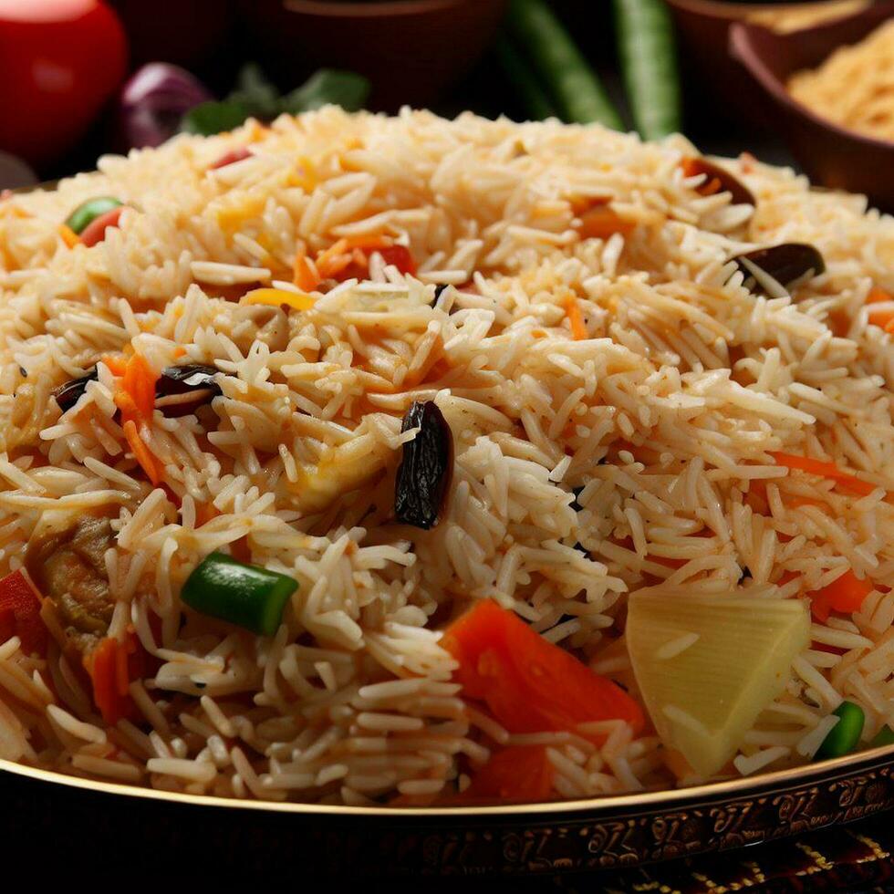 Aromatic Basmati Biryani Crafted with Generative AI photo