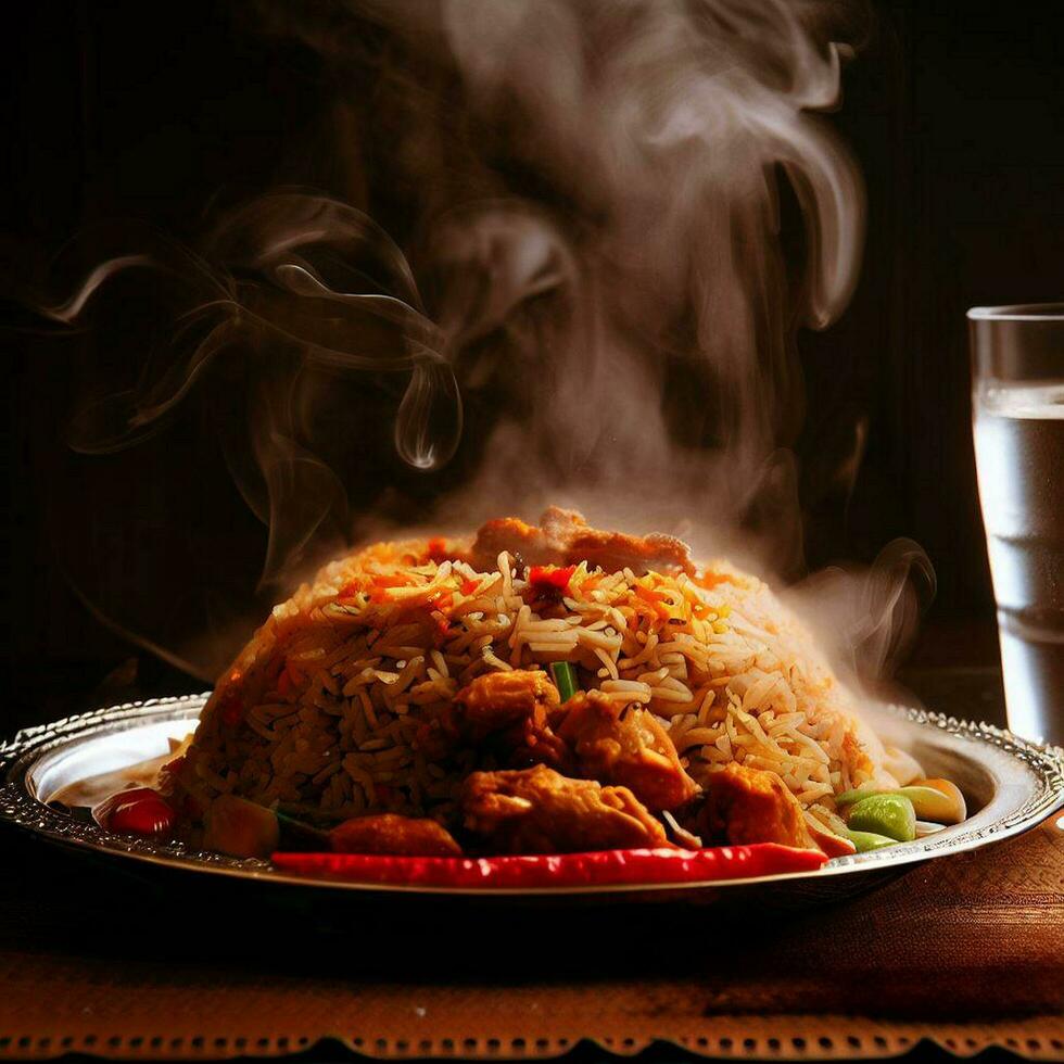 Aromatic Basmati Biryani Crafted with Generative AI photo