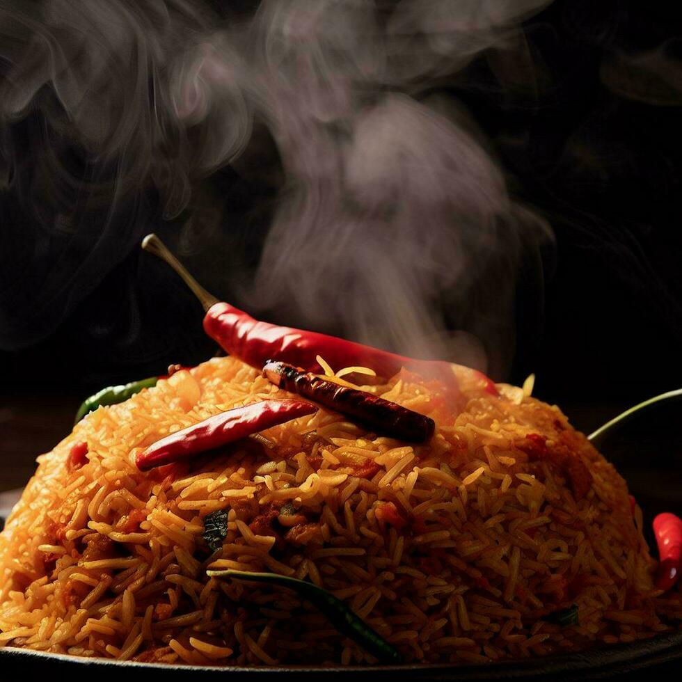 Aromatic Basmati Biryani Crafted with Generative AI photo