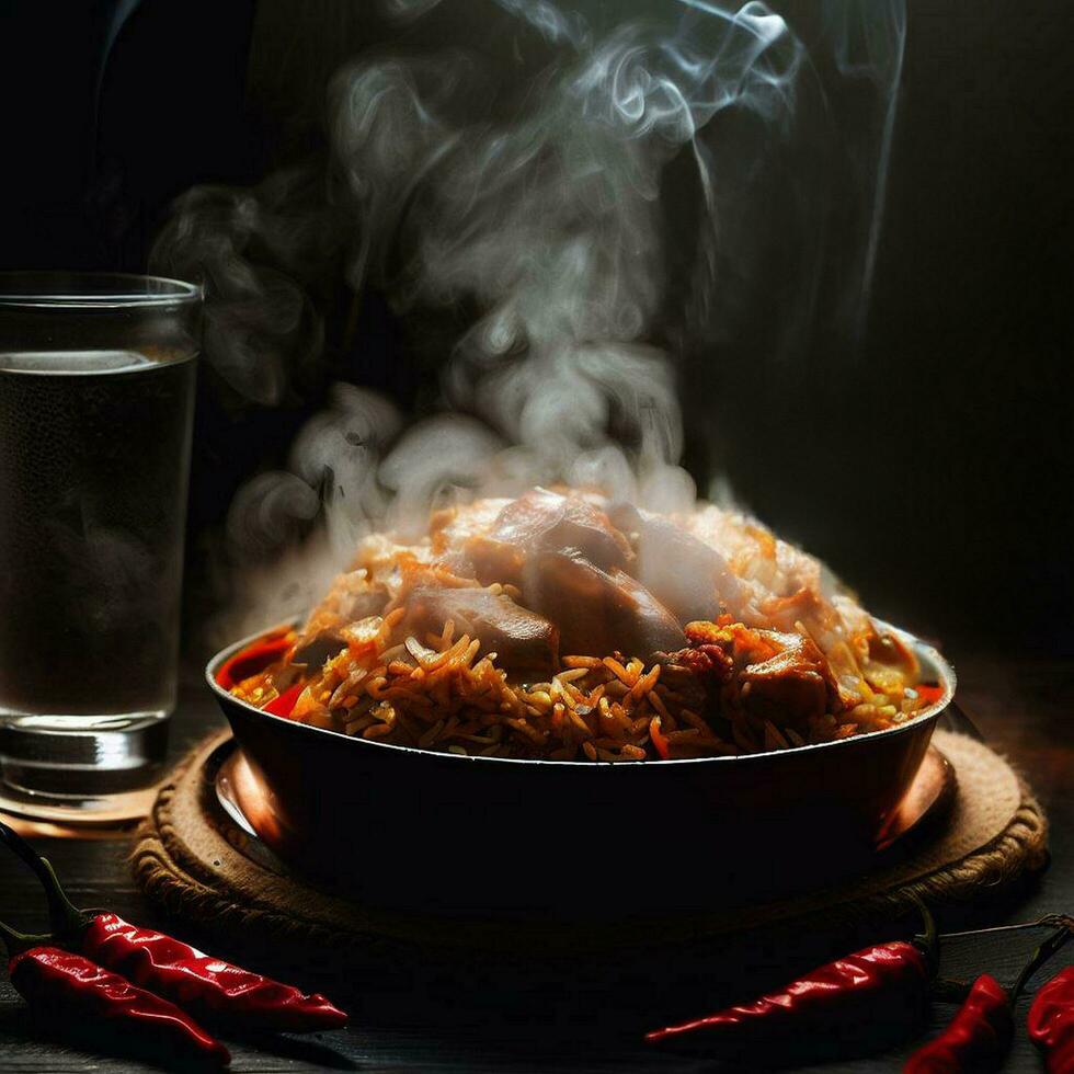 Flavorful and Tempting Basmati Biryani by Generative AI photo