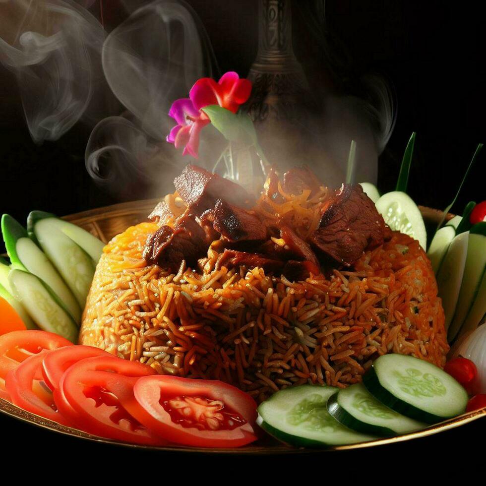 Flavorful and Tempting Basmati Biryani by Generative AI photo