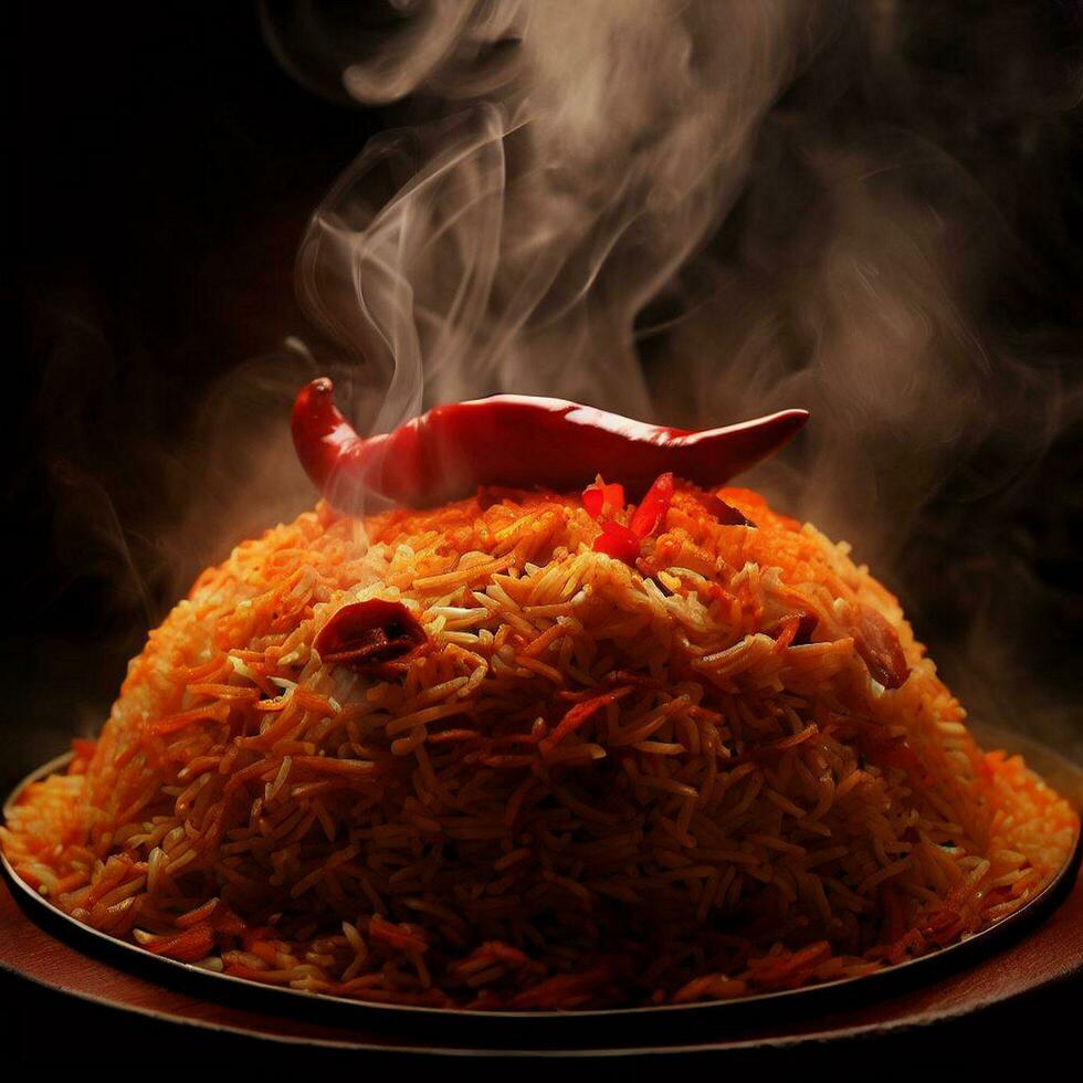 Flavorful and Tempting Basmati Biryani by Generative AI photo