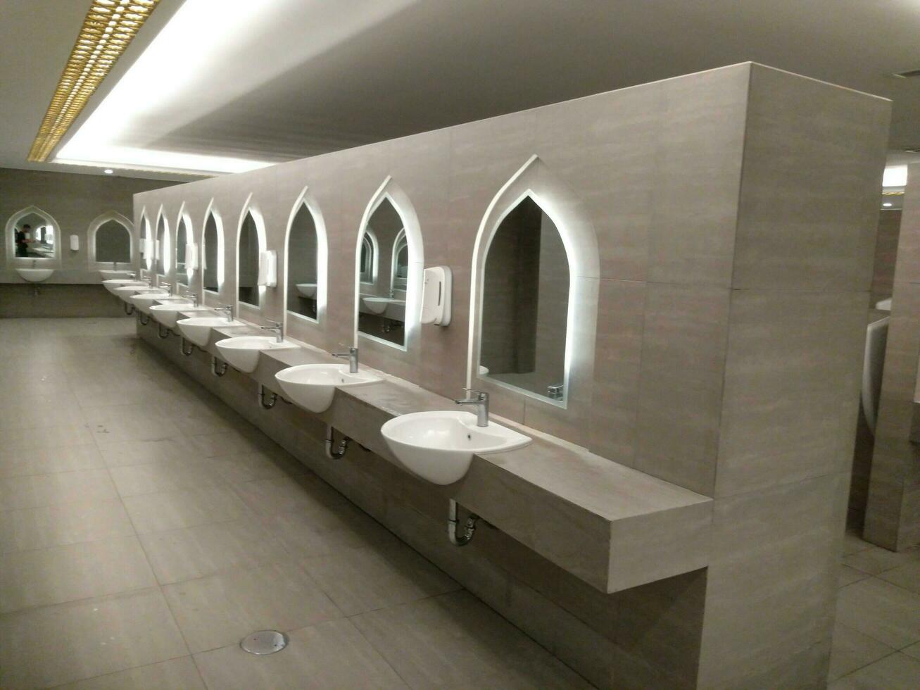 The ablution room in the mosque. The Wudu washroom photo