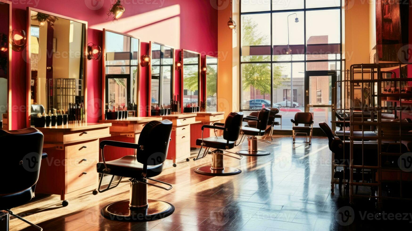 An empty female barber shop Generative ai photo