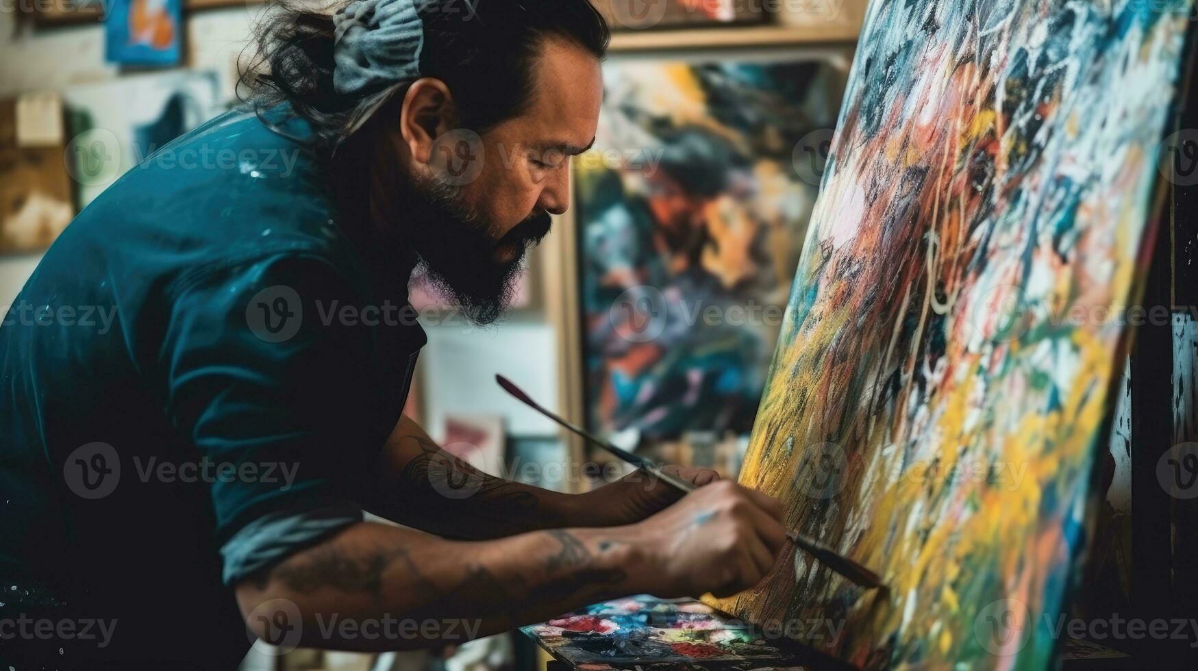 artista pintura petróleo en lienzo. generativo ai foto