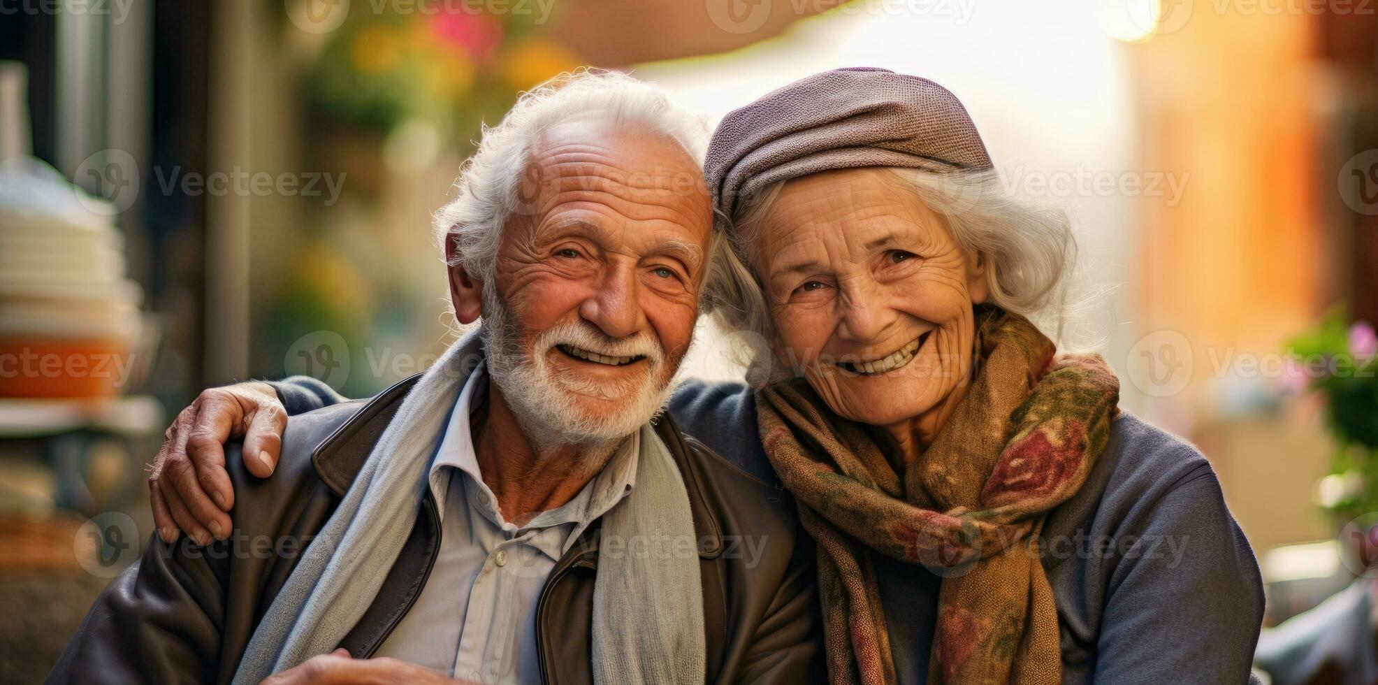 Happy indian senior couple. Generative AI photo