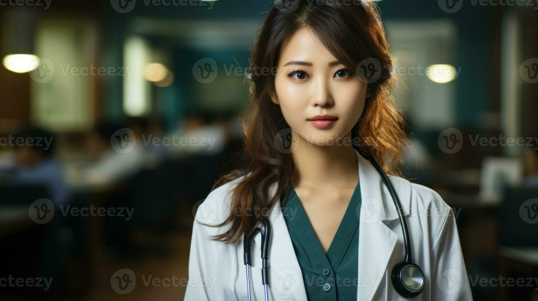 Intimate Asian female doctor. Generative AI photo